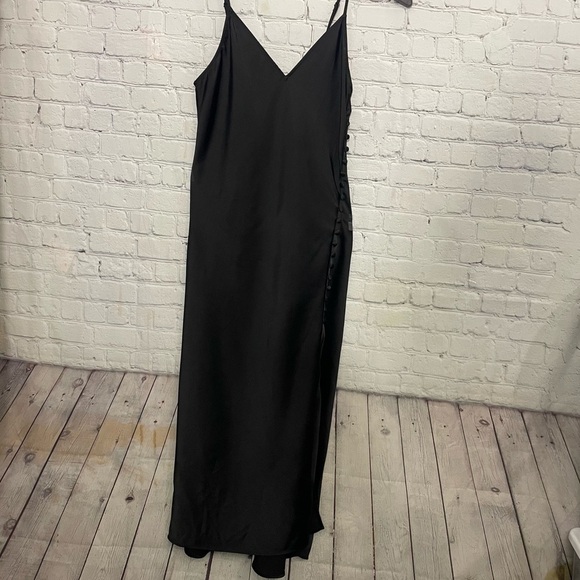 Banana Republic Dresses & Skirts - Banana Republic Black Satin Long Fitted Button Down Semi- formal Dress size 4